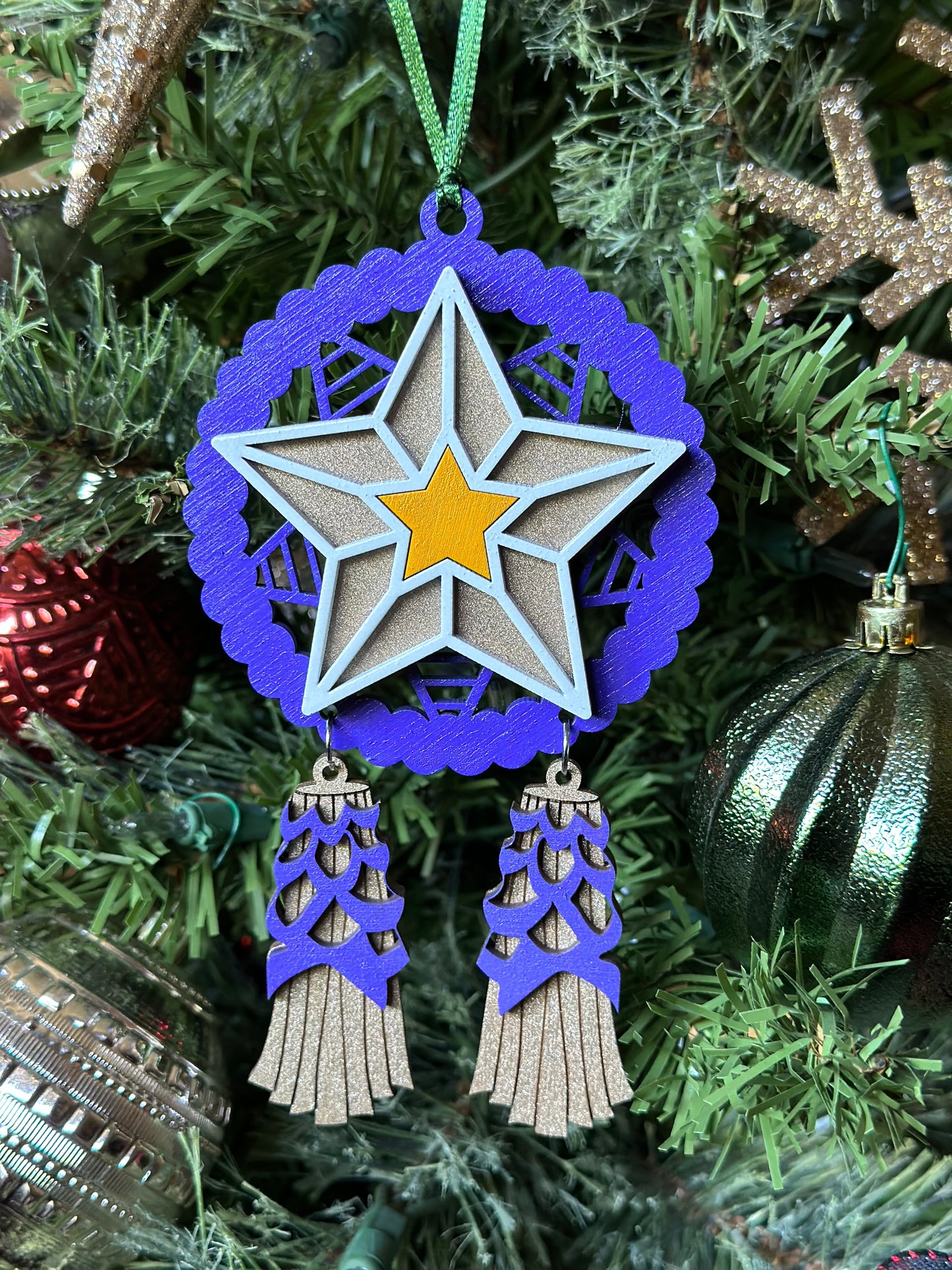 Purple, Gold, Purple Wood Parol Ornament