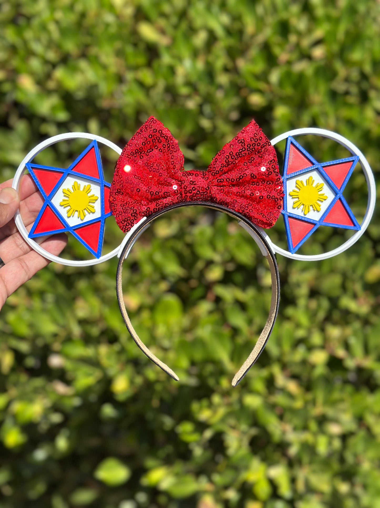 Filipino Parol Ears - White, Red & Blue