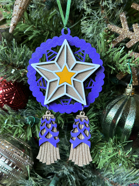 Purple, Gold, Purple Wood Parol Ornament