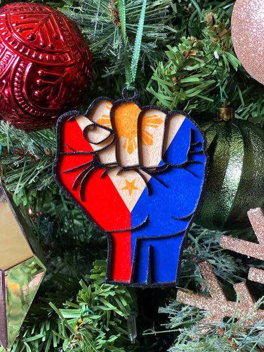 Filipino Fist Wood Ornament