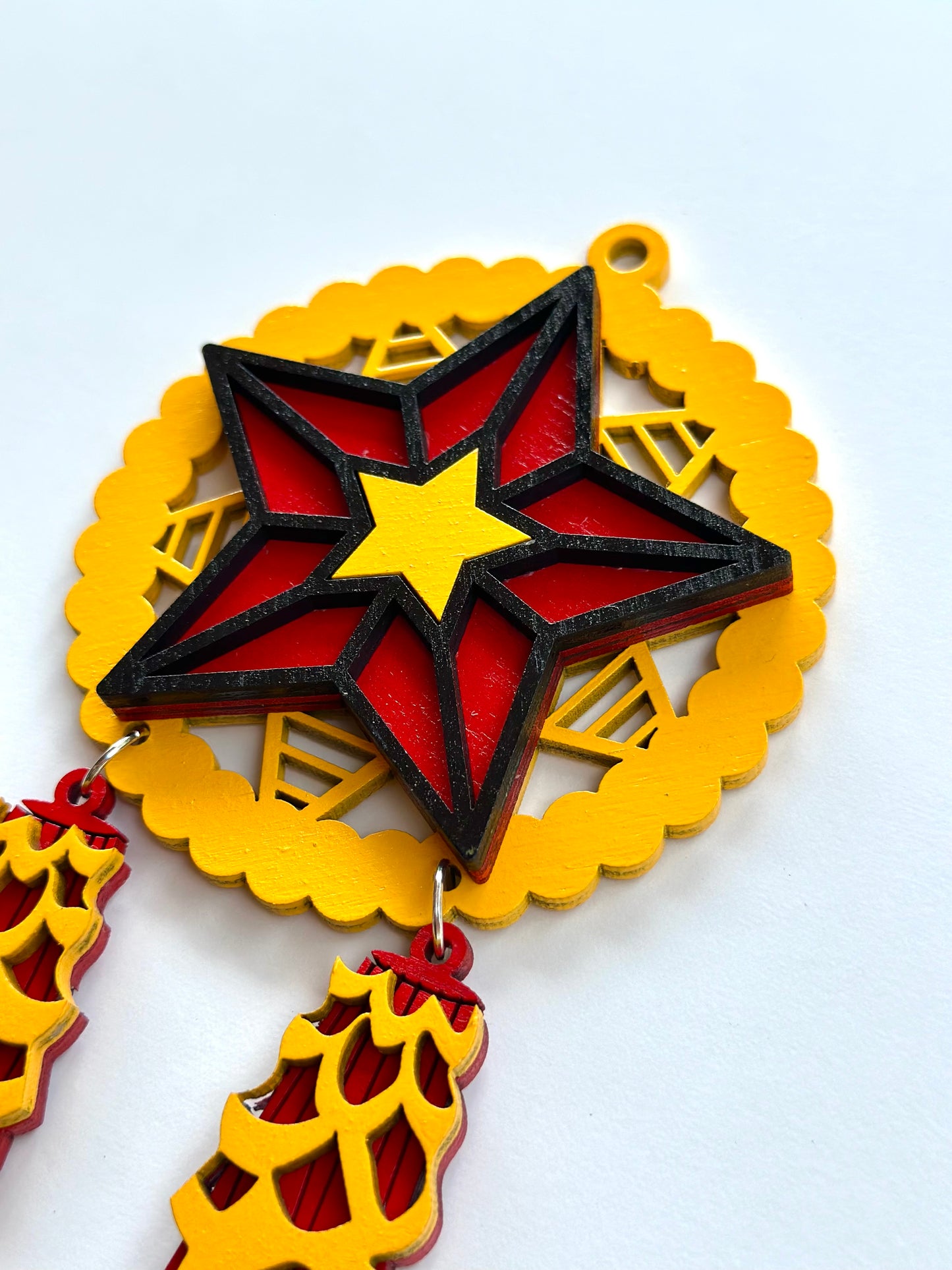 Yellow, Red, Yellow Wood Parol Ornament