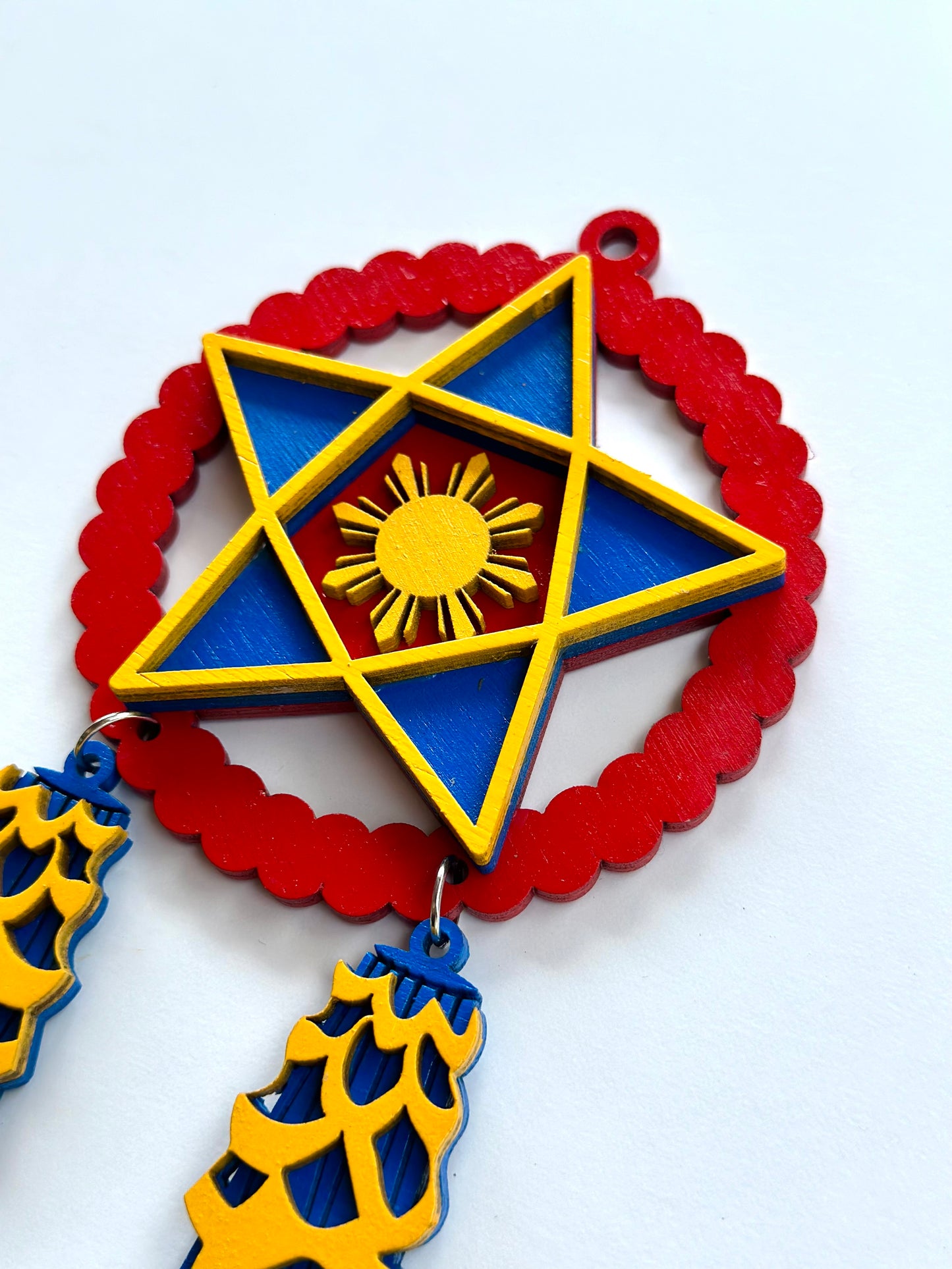 Red, Blue, Yellow Wood Parol Ornament