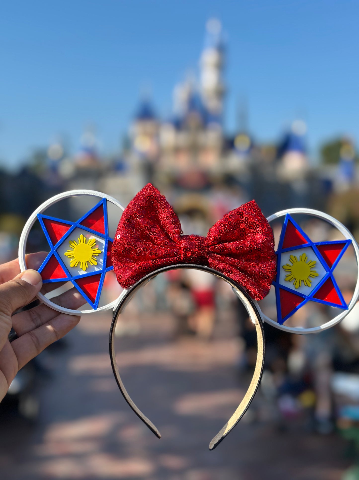 Filipino Parol Ears - White, Red & Blue